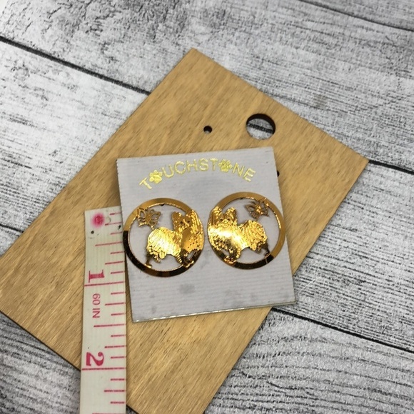 TOUCHSTONE Dog Designs Jewelry Small Fluffy Dog Papillon Earrings Statement - Picture 3 of 4